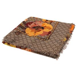 Gucci Wollschal mit Blumenprint
