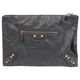Balenciaga Große Clutch-Tasche aus grauem Leder