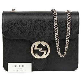 Gucci Interlocking GG Small Chain Bag Schwarz mit goldfarbenen Details