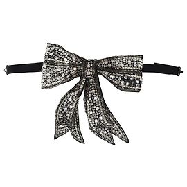 Dolce & Gabbana Collana Catwalk a fiocco con perline di cristallo e paillettes argentate