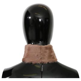 Dolce & Gabbana Beige Fur Neck Collar Lambskin Scarf