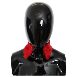 Dolce & Gabbana Red Fur Neck Collar Wrap Lambskin Scarf