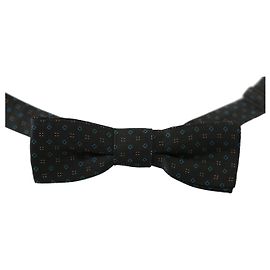 Dolce & Gabbana Papillon regolabile in seta a fantasia grigia da uomo