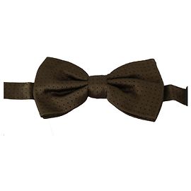 Dolce & Gabbana Papillon da uomo in seta marrone a pois con collo regolabile