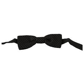 Dolce & Gabbana Papillon da uomo in seta a pois neri con collo regolabile