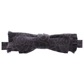Dolce & Gabbana Gray Black Wool Silk Bow Tie