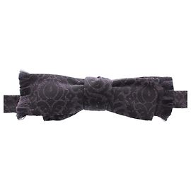 Dolce & Gabbana Papillon da uomo in lana e seta grigio scuro con motivo Baroque Paisley