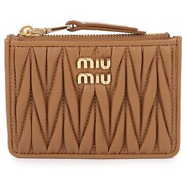 Porte-cartes Miu Miu en cuir caramel