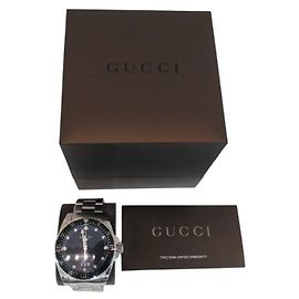 Gucci Relógio Masculino Dive Waterproof Mostrador Preto Aço