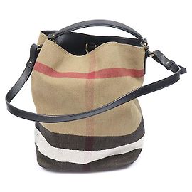 Burberry Borsa Hobo Ashby Medium in pelle nera a quadri