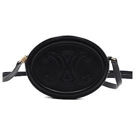 Céline Borsa a tracolla e borsa a spalla Tan Qui Triomphe Ovalpulse in pelle di vitello nera
