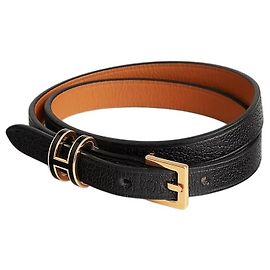 Hermès Bracelet Double Tour pour Femme en Cuir Noir