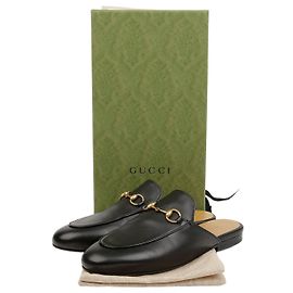 Gucci Slippers Princetown Horsebit in pelle da donna Nero