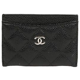 Chanel Portacarte Classic Caviar Nero Argento