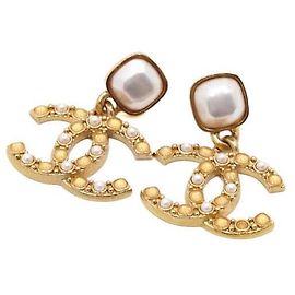 Chanel Pendientes Pearl Drop Gold CC para mujer Season