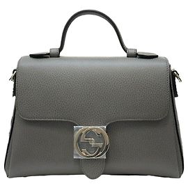 Gucci  graue Schultertasche aus Leder mit Kettenriemen und Henkel