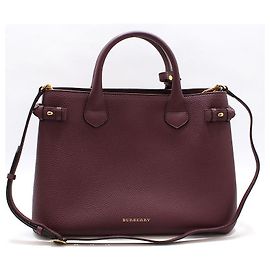 Burberry Borsa a Tracolla Media House Check Banner Bag in Pelle Burgundy