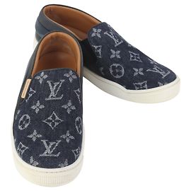 Louis Vuitton Sneakers Slip-On Tempo in Denim Monogram Taglia