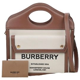 Burberry Mini borsa tote in pelle e tela bicolore