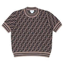 Fendi Kurzarm-Strick aus Monogramm-Jacquard