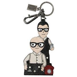 Dolce & Gabbana Leather Dominico Stefano #DGFAMILY Logo Badge Keychain
