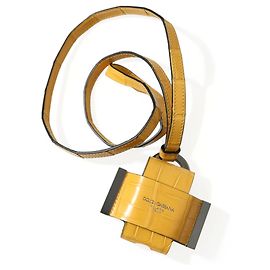 Dolce & Gabbana Chaveiro de cordão em couro de crocodilo amarelo com estampado do logótipo