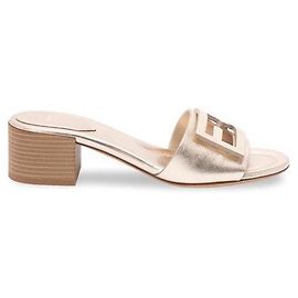 Fendi Baguette Leather Medium Heel Slide