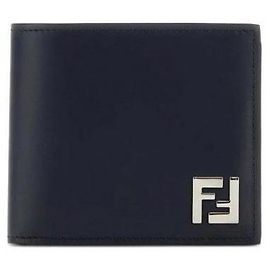 Fendi Square FF Wallet Blue Leather