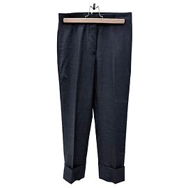 Thom Browne Pantalones de traje clásicos de sarga de lana para mujer Gris