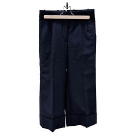 Thom Browne Pantalones de traje clásicos de sarga de lana para mujer Navy