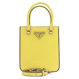 Prada Borsa Tote Gialla Spazzolata