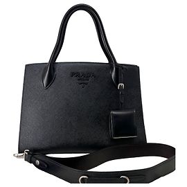 Prada Saffiano Monochrome Tote Schultertasche Schwarz