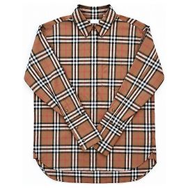 Burberry Camisa de cuadros marfil para mujer, marrón