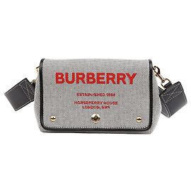 Burberry Pequena mala de ombro e crossbody em pele com estampado Hosperry Preta
