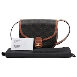 Céline Mini borsa a tracolla in tela da donna Tan