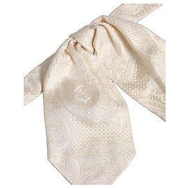 Dolce & Gabbana Gravata Borboleta Papillon ajustável em seda paisley marfim para homem