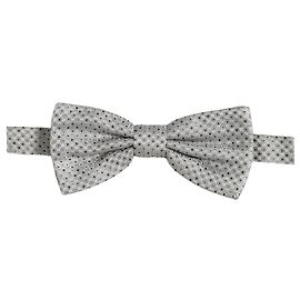 Dolce & Gabbana Papillon regolabile a pois nero e grigio da uomo
