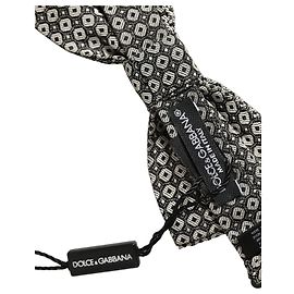 Dolce & Gabbana Papillon regolabile in seta fantasia grigia da uomo