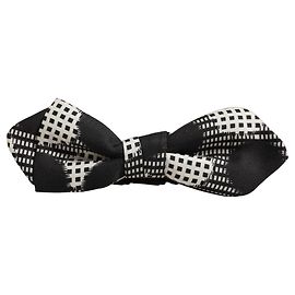 Dolce & Gabbana Papillon regolabile a scacchi grigio scuro e bianco