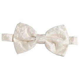 Dolce & Gabbana Pajarita ajustable de seda blanca con estampado floral para hombre
