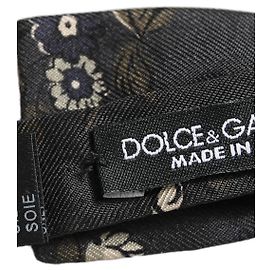 Dolce & Gabbana Papillon regolabile in seta floreale nera da uomo