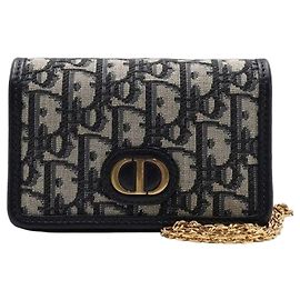 Dior Oblique Montaigne Nano Pouch Schultertasche und Crossbody-Bag mit goldener Kette