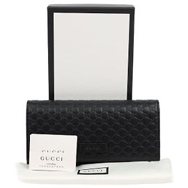 Gucci Portafoglio lungo con patta Microsima Nero