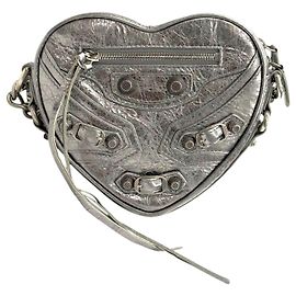 Balenciaga Heart Chain Shoulder Bag Silver
