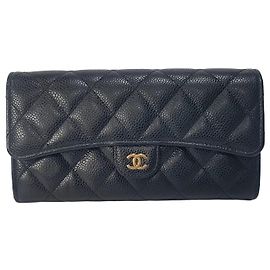 Chanel Cartera Larga Clásica Caviar Black