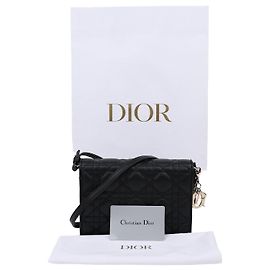 Dior Lady Pouch Schulter- und Crossbody-Tasche aus schwarzem Lammleder mit goldfarbener Hardware
