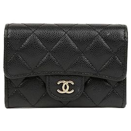 Chanel Porte-cartes Classic en veau doré