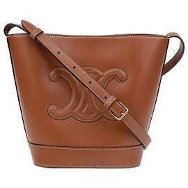 Céline mala bucket Trioph Small em pele de vitela lisa Tan