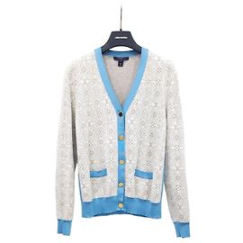 Louis Vuitton Monogram-Cardigan mit Kontrastborte