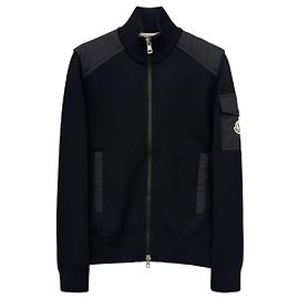Moncler Cardigán de punto con cremallera, cuello alto y bolsillos en los brazos